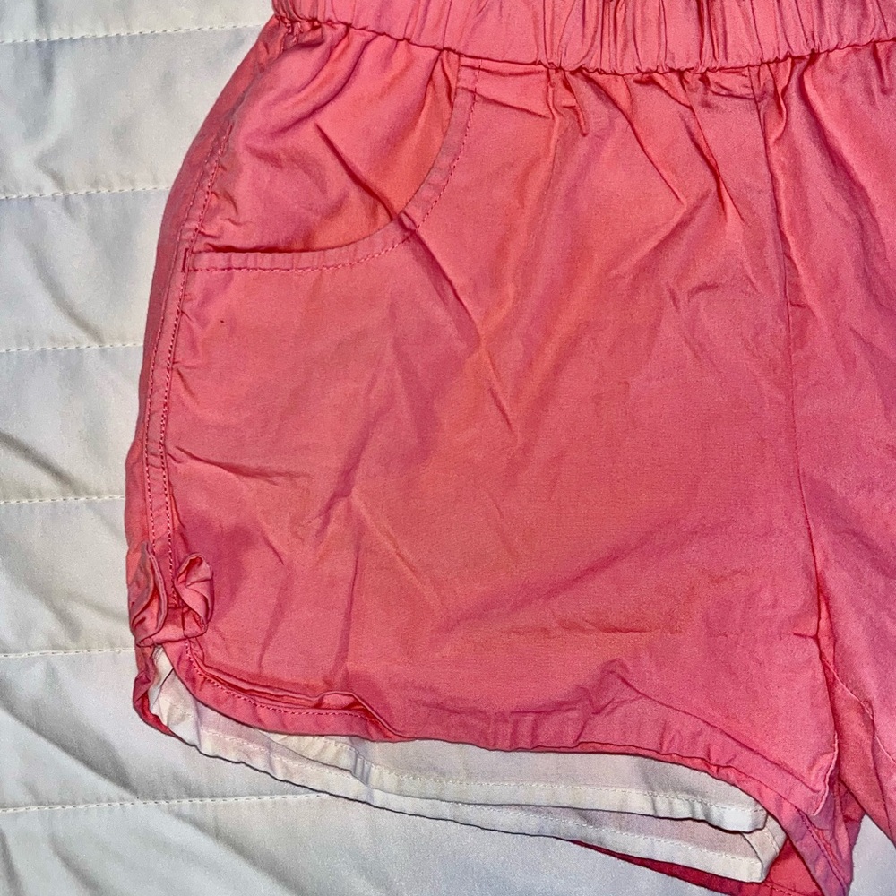 Hanna Andersson Coral-Pink Elastic-Waist Athletic Shorts